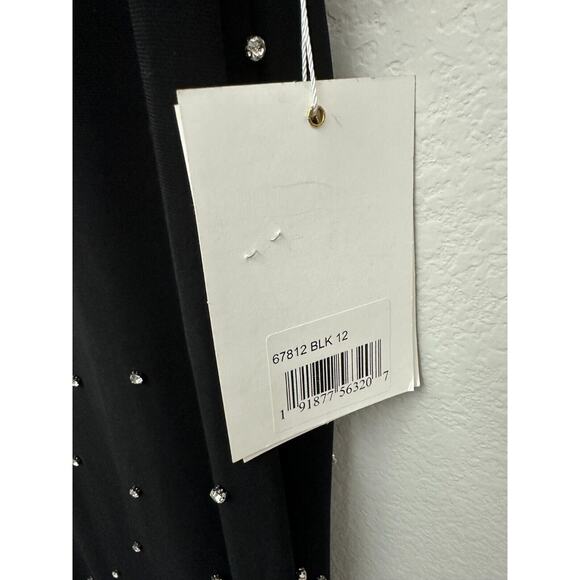 MAC DUGGAL 67812 Black Rhinestone Embellished V-Neck Gown Size 12 New - Picture 7 of 9